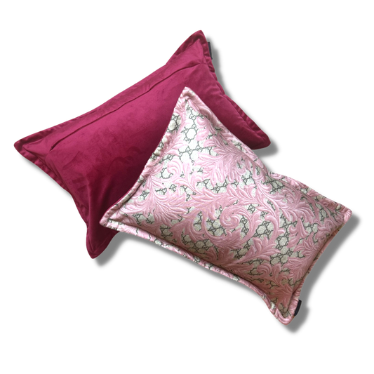 GG Logo Arabesque Pink Silk Scarf Boudoir Pillow