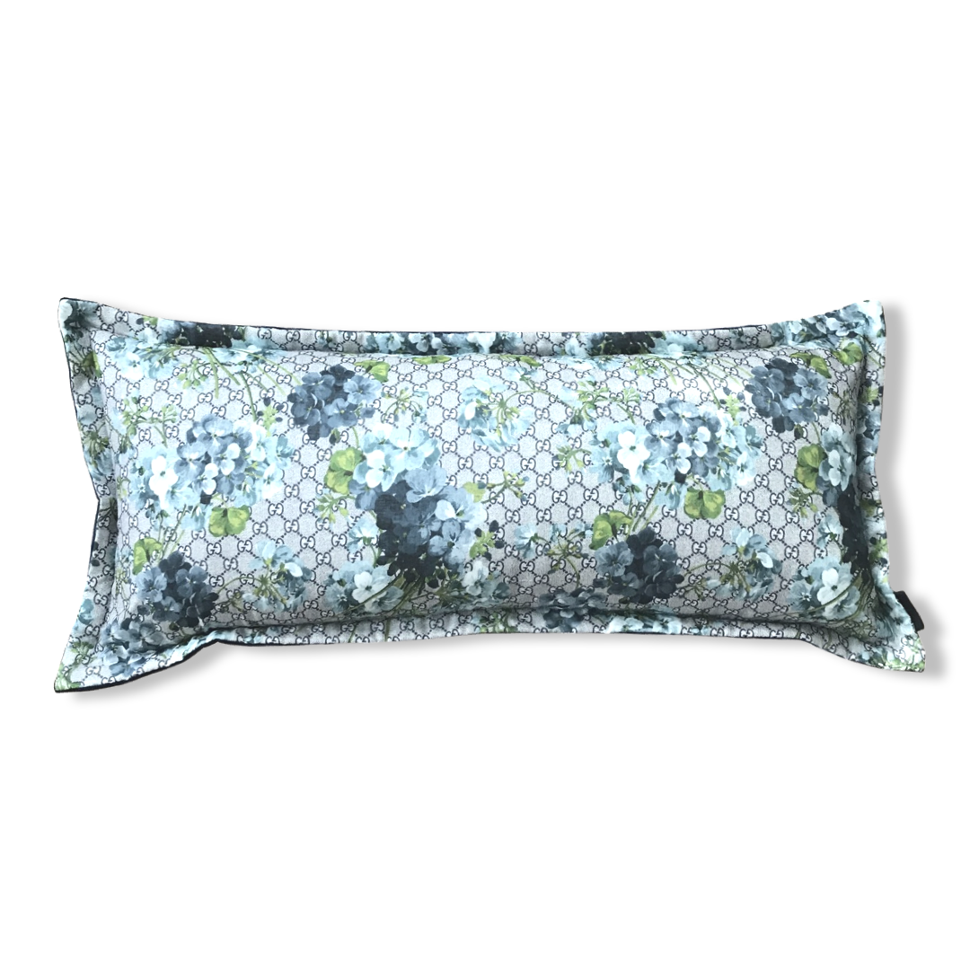 GG Logo Blooms Hydrangea Silk Scarf Lumbar Pillow