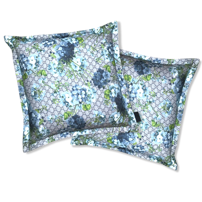 GG Logo Blooms Hydrangea Silk Scarf Pillows 20"