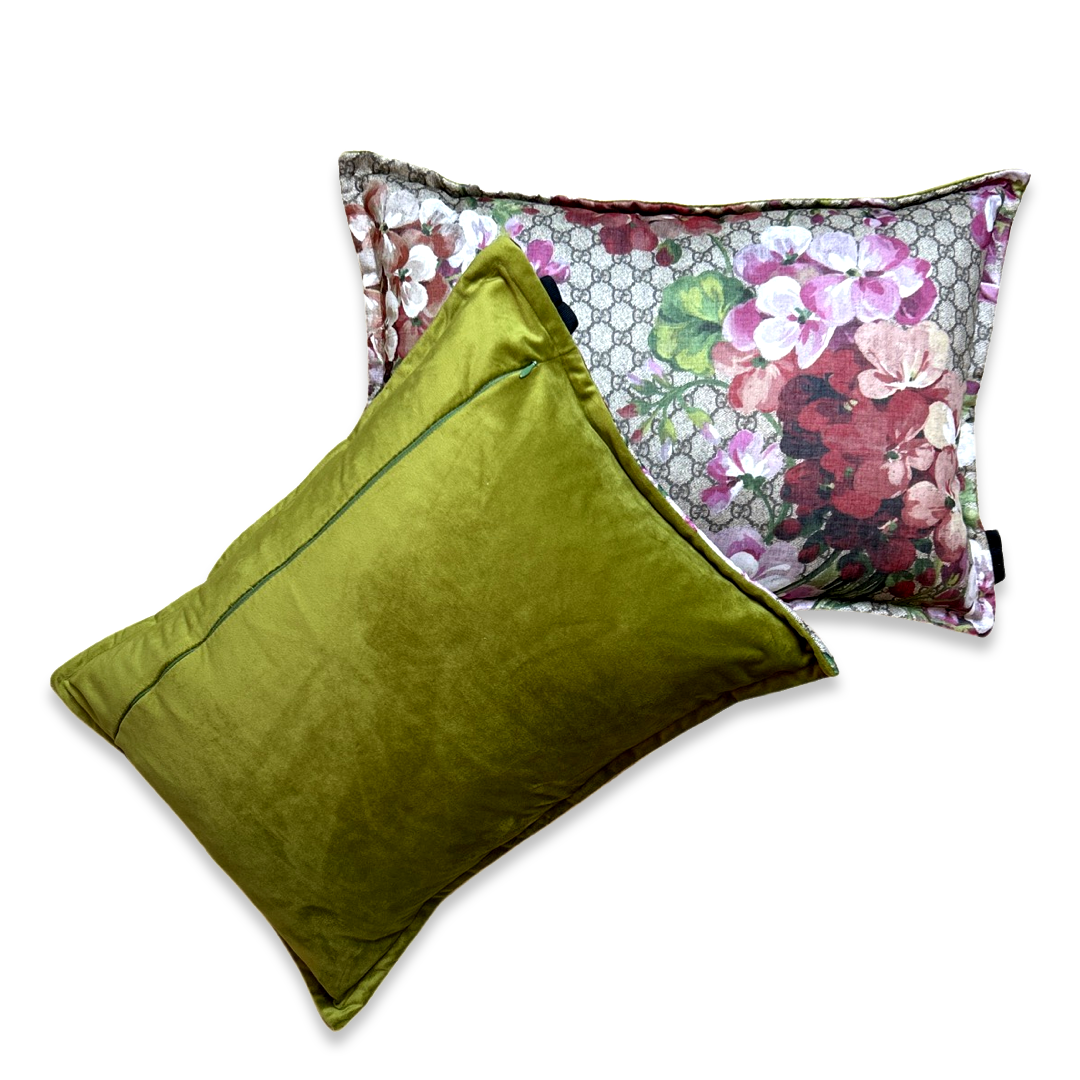 GG Logo Blooms Pink Hydrangea Silk Scarf Pillows
