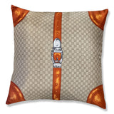 GG Monogram Tan & Orange Silk Scarf Pillow 26"