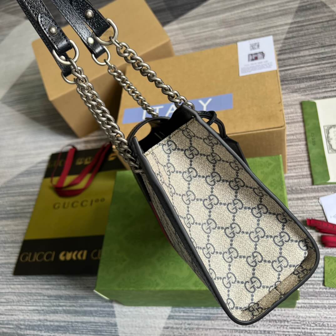 GG Padlock Chain small bag black Blue PVC silver hardware
