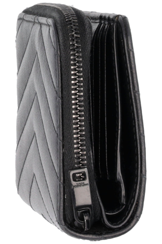 SAINT LAURENT Cassandre Compact Zip Around Wallet Black