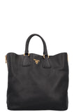 PRADA Zip Bag Leather Black Gold