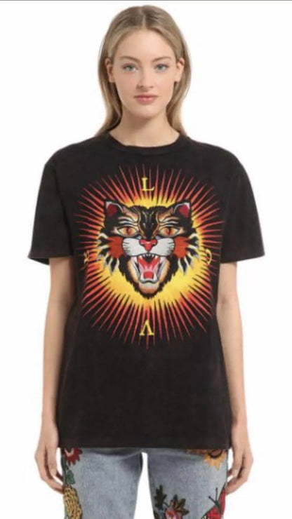 GUCCI ANGRY CAT COTTON JERSEY T-SHIRT