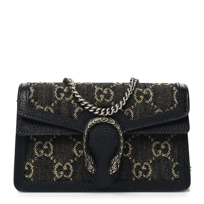 GUCCI GG MONOGRAM BLACK DENIM SUPER MINI DIONYSUS SHOULDER BAG