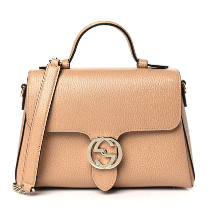 GUCCI INTERLOCKING G CALFSKIN TOP-HANDLE CAMELIA SHOULDER BAG