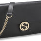 GUCCI CALFSKIN LEATHER INTERLOCKING G WALLET ON A CHAIN
