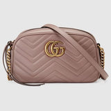 GUCCI CALFSKIN LEATHER SMALL GG MARMONT SHOULDER BAG