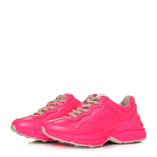 GUCCI CALFSKIN LEATHER RHYTON SNEAKERS