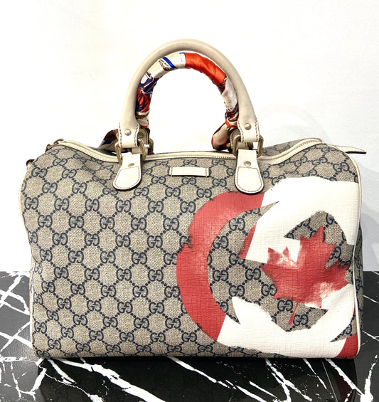 GUCCI GG SUPREME CANADIAN FLAG JOY BOSTON BAG