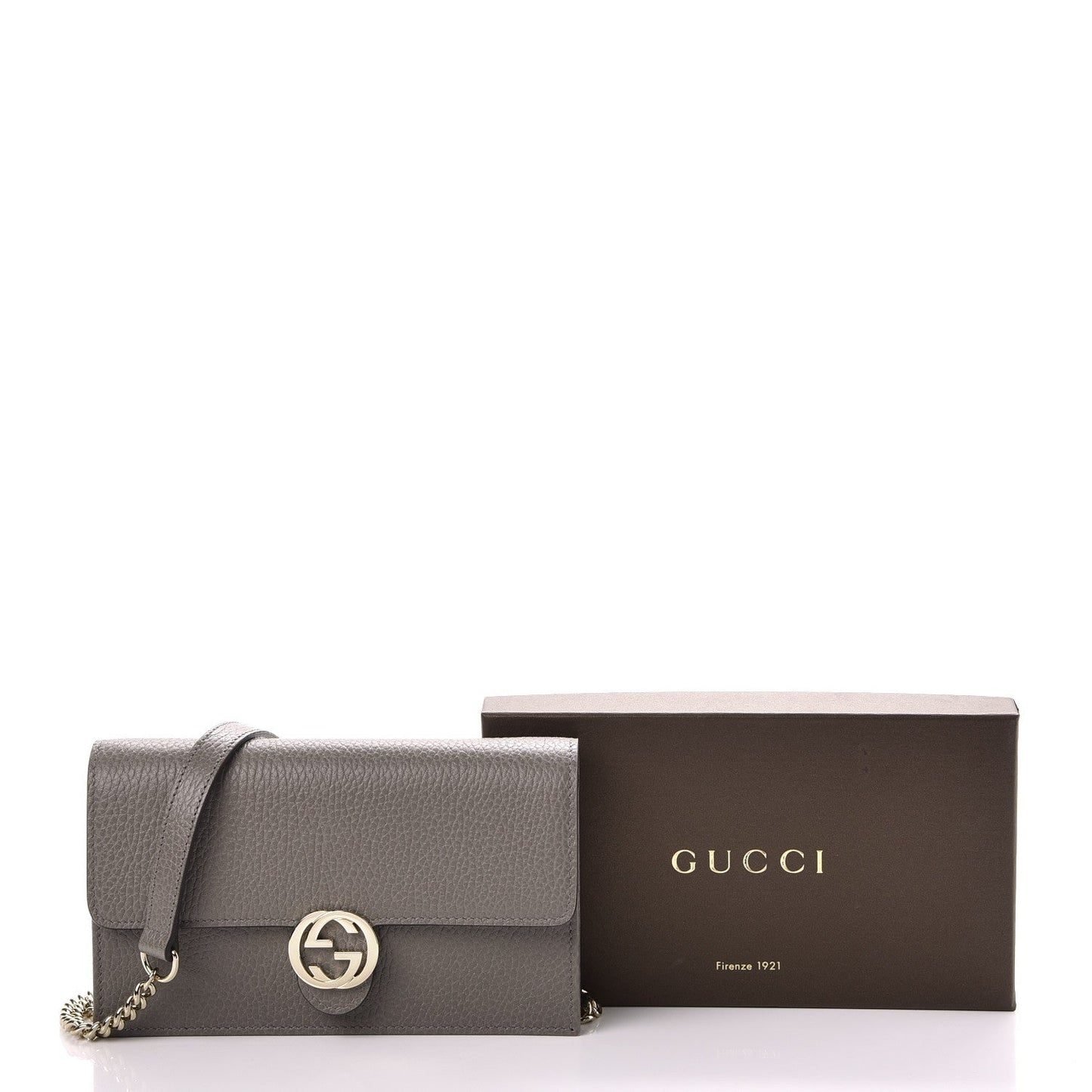 GCI DOLLAR CALFSKIN INTERLOCKING GG WALLET ON CHAIN