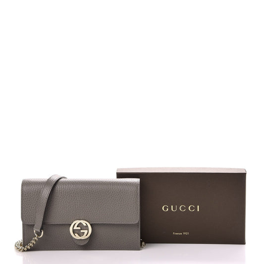 GCI DOLLAR CALFSKIN INTERLOCKING GG WALLET ON CHAIN