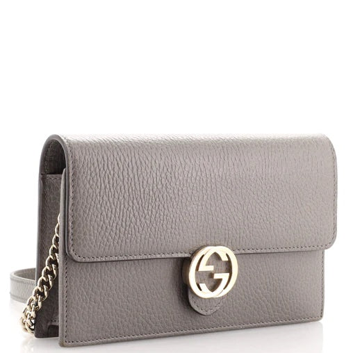 GCI DOLLAR CALFSKIN INTERLOCKING GG WALLET ON CHAIN