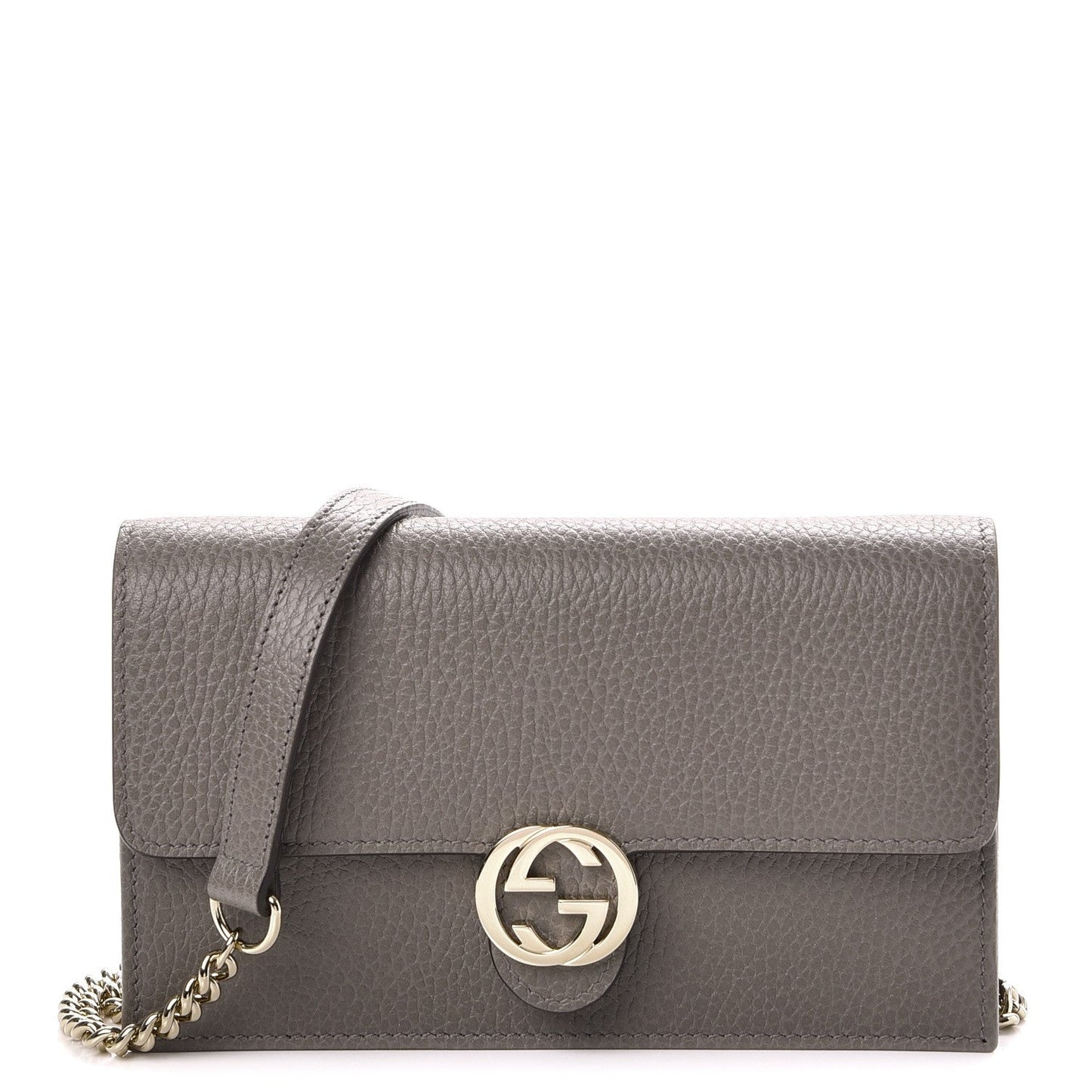 GCI DOLLAR CALFSKIN INTERLOCKING GG WALLET ON CHAIN