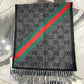 GUCCI WOOL BLEND SIGNATURE WEB SCARF