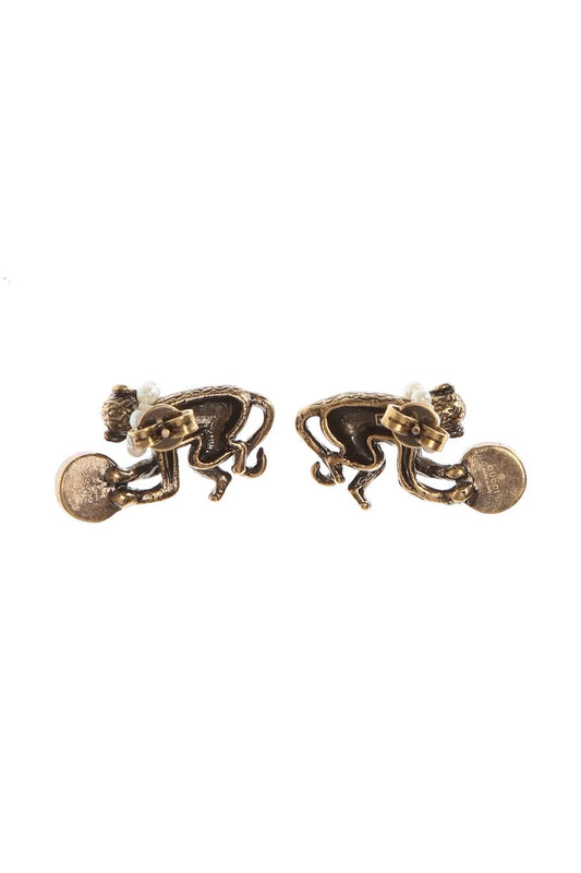 GUCCI FAUX PEARL MONKEY STUD EARRINGS
