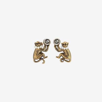 GUCCI FAUX PEARL MONKEY STUD EARRINGS