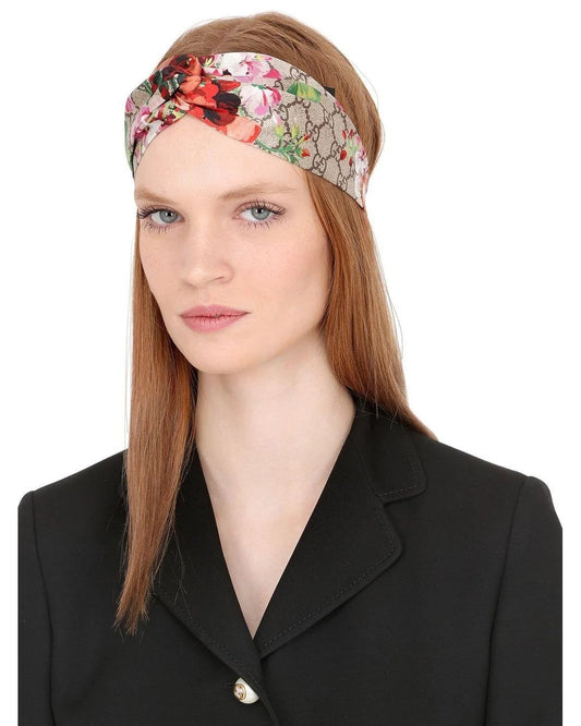 GUCCI FLORAL GG LOGO PRINT HEADBAND