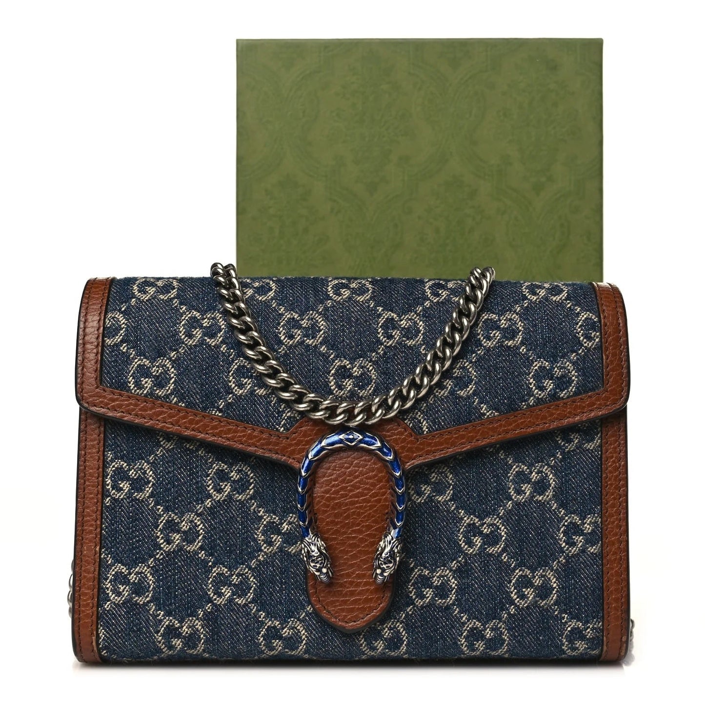 GUCCI GG MARMONT DIONYSUS DENIM WALLET ON A CHAIN