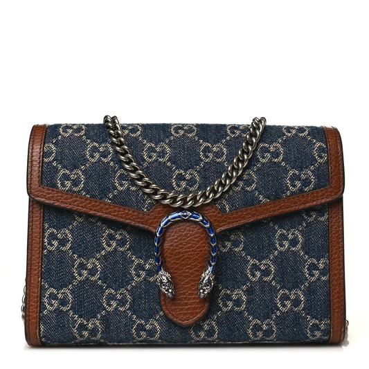 GUCCI GG MARMONT DIONYSUS DENIM WALLET ON A CHAIN