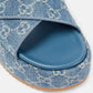 GUCCI GG MONOGRAM ANGELINA DENIM PLATFORM MULES