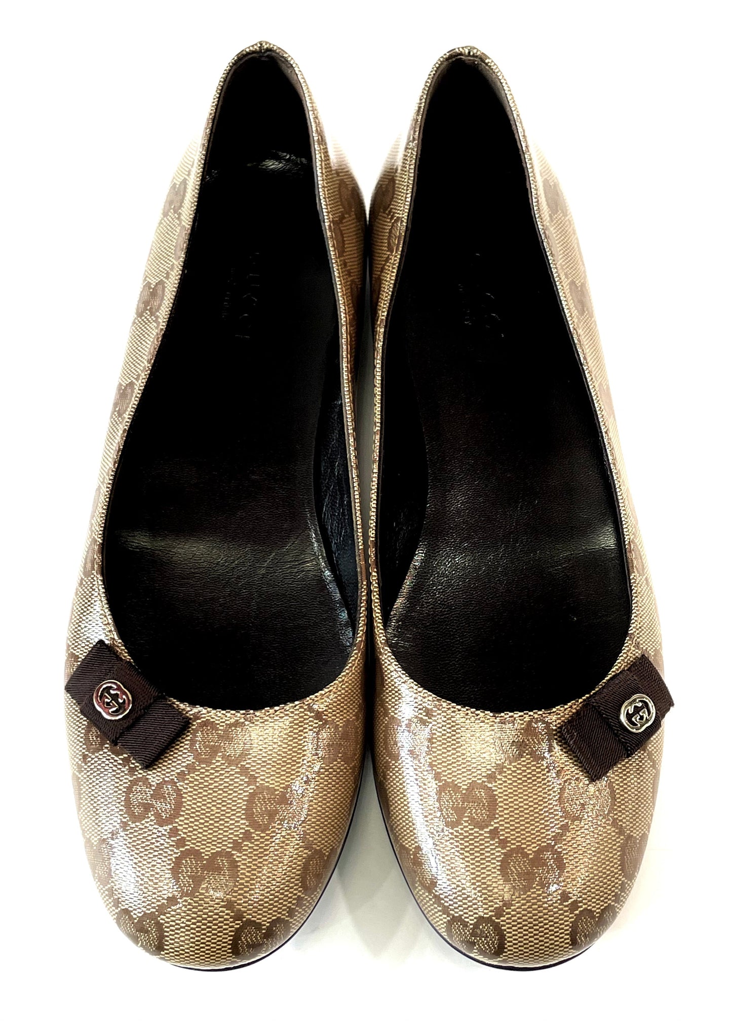 GUCCI GG MONOGRAM CRYSTAL COATED CANVAS BALLET FLATS