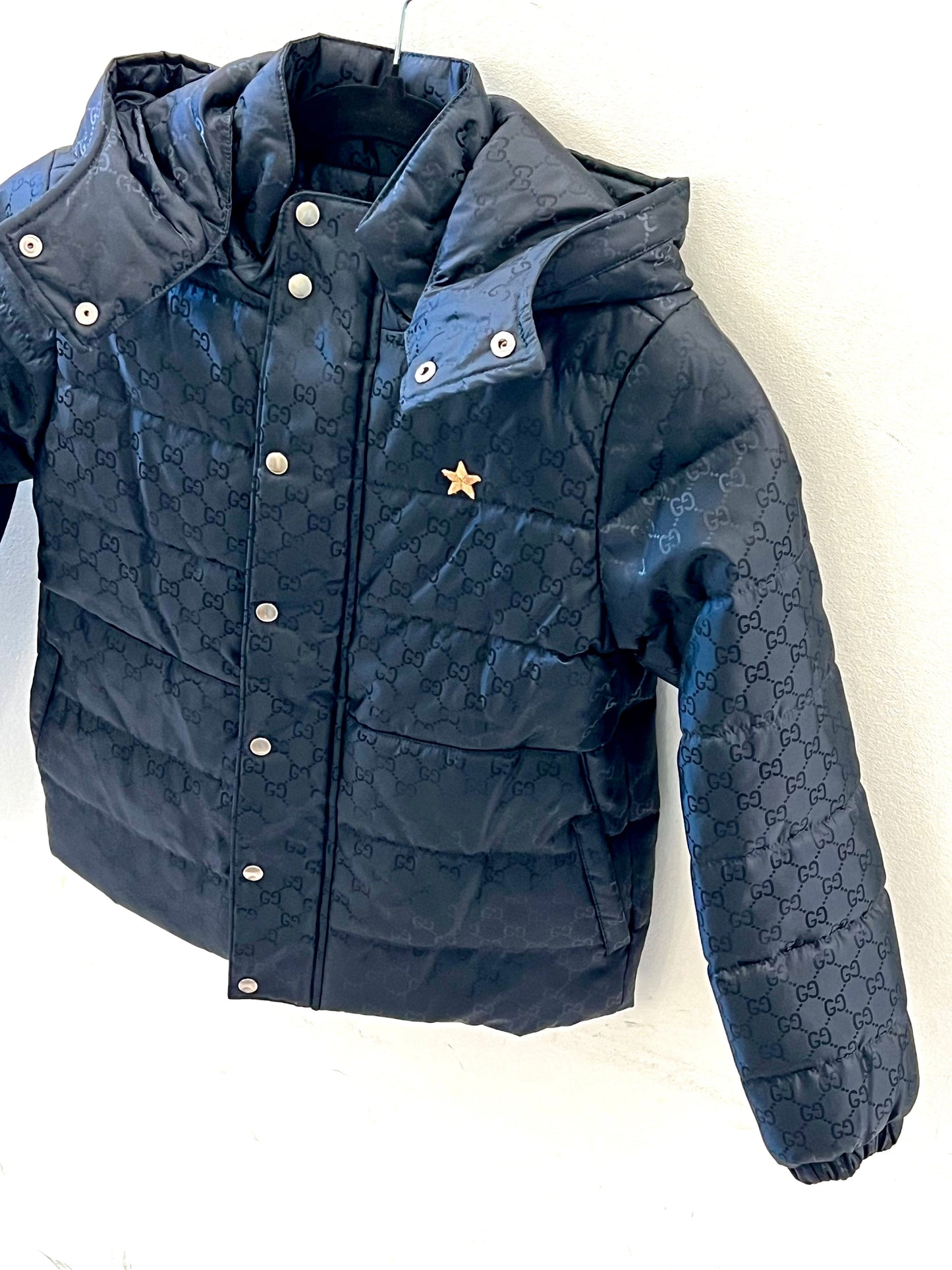 GUCCI GG MONOGRAM HOODED KIDS PUFFER JACKET
