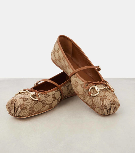 GUCCI GG MONOGRAM HORSEBIT BALLET FLATS