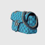 GCI - GG MARMONT MATELASSE BLUE PRINTED CANVAS SHOULDER BAG
