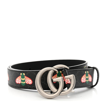 GUCCI GG SUPREME MONOGRAM BEES APPIA CALFSKIN BELT