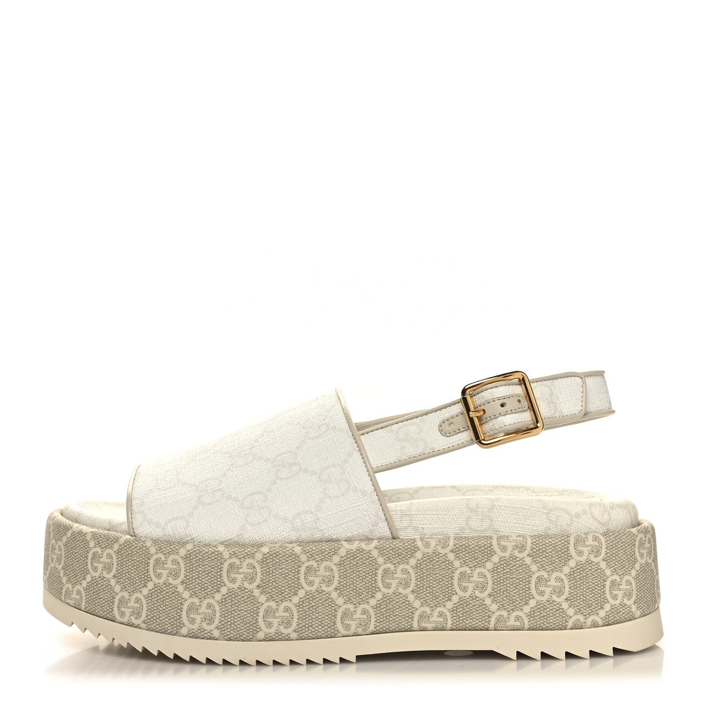 GUCCI GG SUPREME MONOGRAM ANGELINA PLATFORM SLINGBACK SANDALS