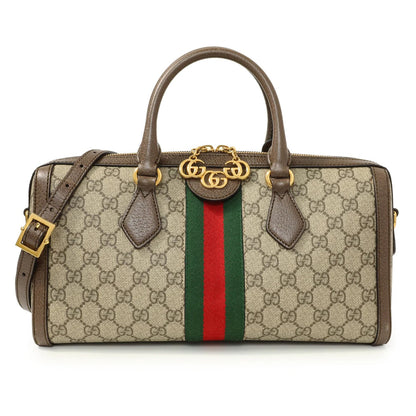 GUCCI GG SUPREME WEB BOSTON MEDIUM HANDLE BAG