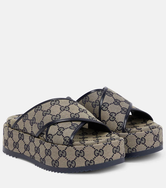GUCCI GG SUPREME PLATFORM SANDALS