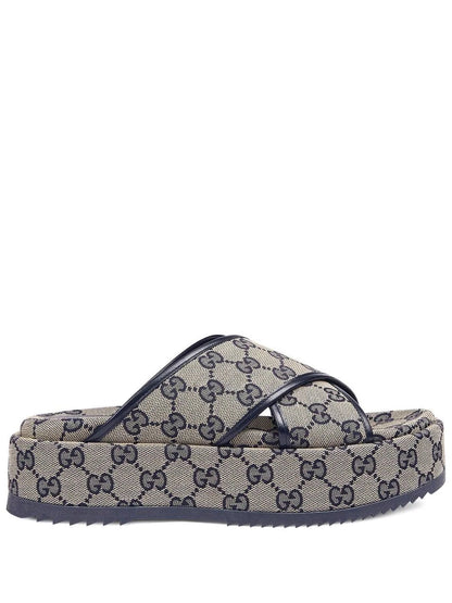 GUCCI GG SUPREME PLATFORM SANDALS