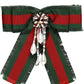 GUCCI GROSGRAIN WEB PEARL CRYSTAL BOW BROOCH