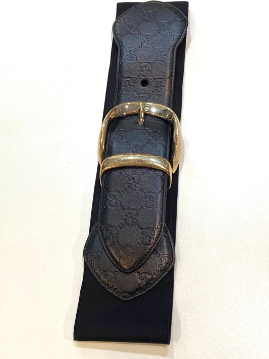 GUCCI GUCCISSIMA   LEATHER & ELASTIC WIDE BELT