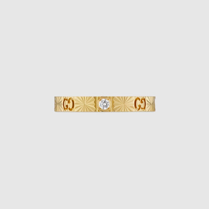 GUCCI ICON 18K GOLD DIAMOND HEART RING