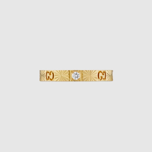 GUCCI ICON 18K GOLD DIAMOND HEART RING