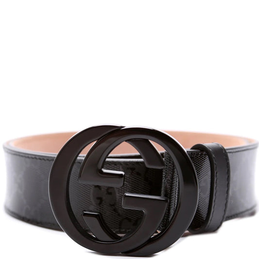 GUCCI GG IMPRIME MONOGRAM LEATHER BELT