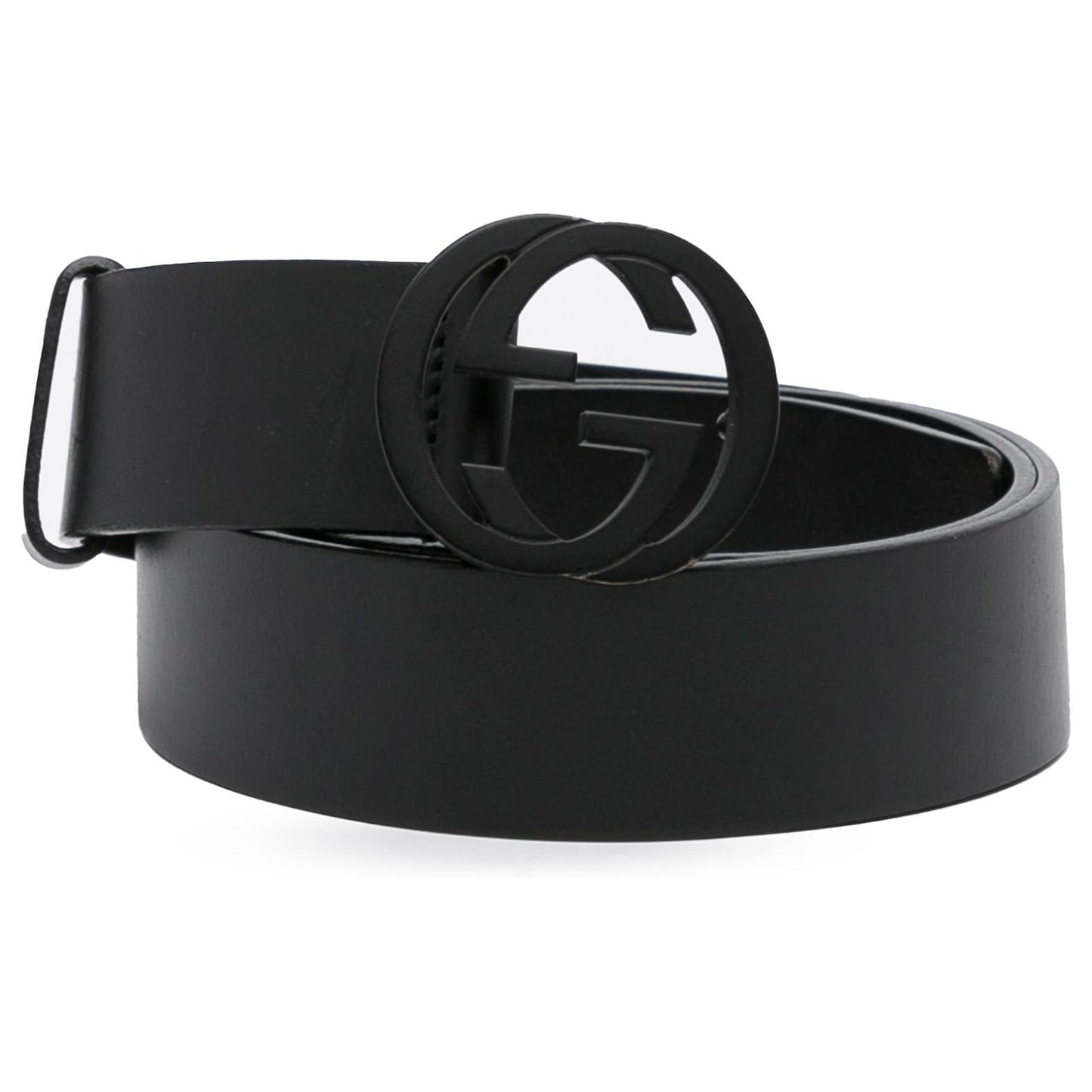 GUCCI INTERLOCKING GG CALFSKIN LEATHER BELT