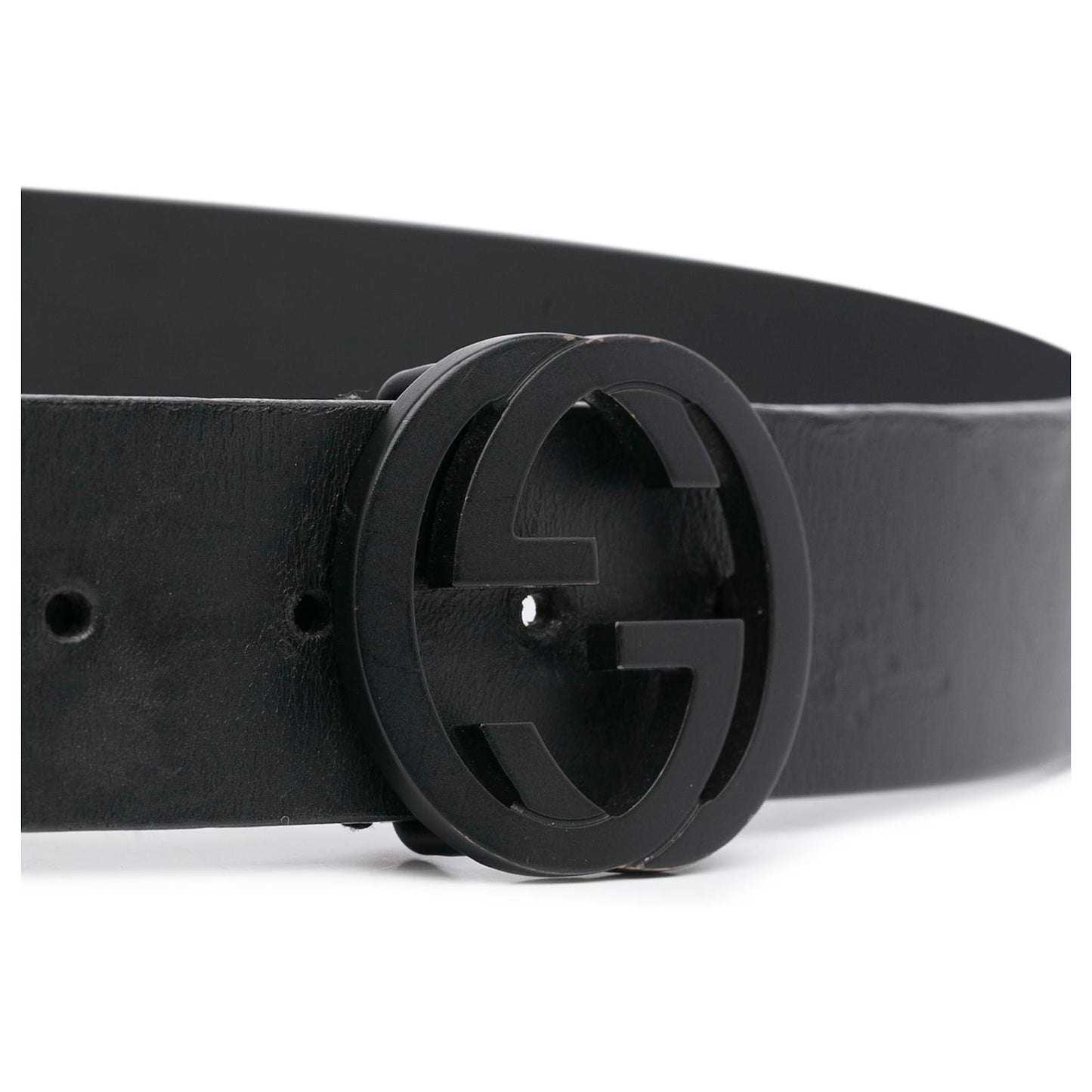 GUCCI INTERLOCKING GG CALFSKIN LEATHER BELT