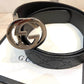 GUCCI INTERLOCKING G EMBOSSED LEATHER BELT