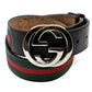 GUCCI INTERLOCKING G WEB ACCENT LEATHER BELT