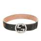 GUCCI INTERLOCKING G WEB ACCENT LEATHER BELT
