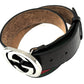 GUCCI INTERLOCKING G WEB ACCENT LEATHER BELT