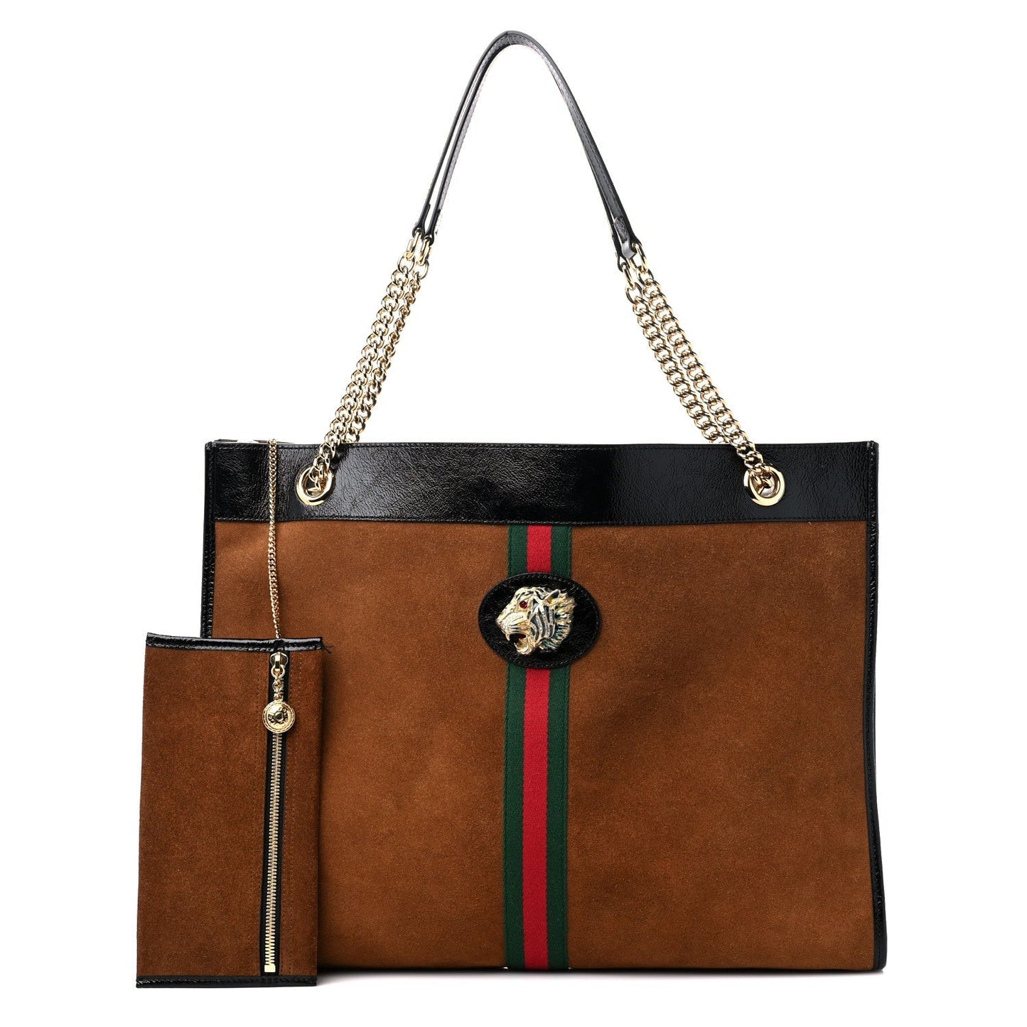 GUCCI LINEA RAJAH LARGE SUEDE TOTE BAG