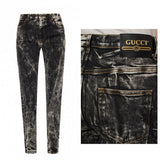 GUCCI DISTRESSED MARBLE WASH SKINNY JEANS