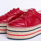 GUCCI NAPPA LEATHER LOGO ESPADRILLES PLATFORM SHOES