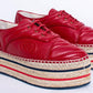 GUCCI NAPPA LEATHER LOGO ESPADRILLES PLATFORM SHOES